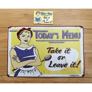 Take it or leave it tin plaque and magnet set